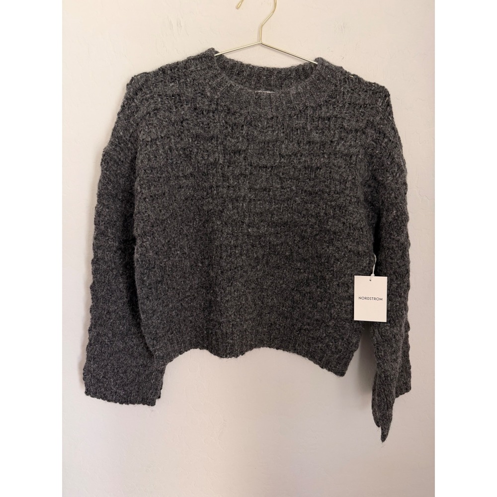Nordstrom Alpaca Merino Wool Blend Sweater Grey Dark Charcoal Heather S NEW